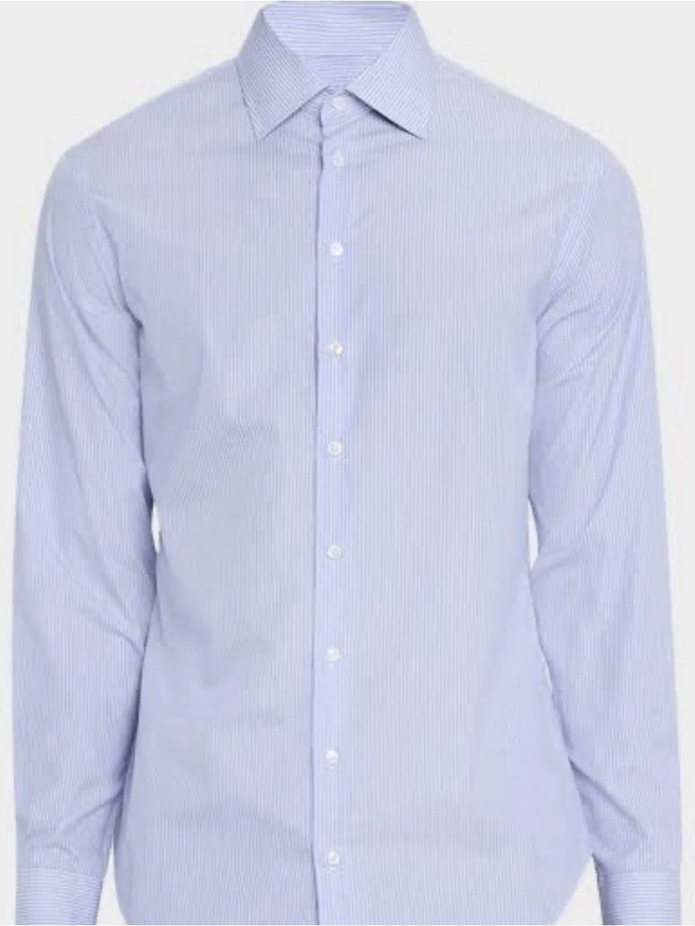 Giorgio Armani Light Blue Micro-Stripe Dress Shirt